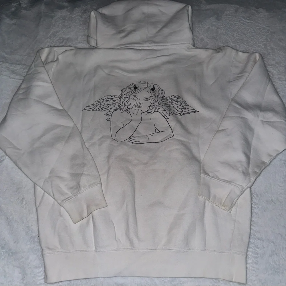badwood x goodwood white cherub baby angel pullover hoodie sweatshirt size med - Picture 1 of 7
